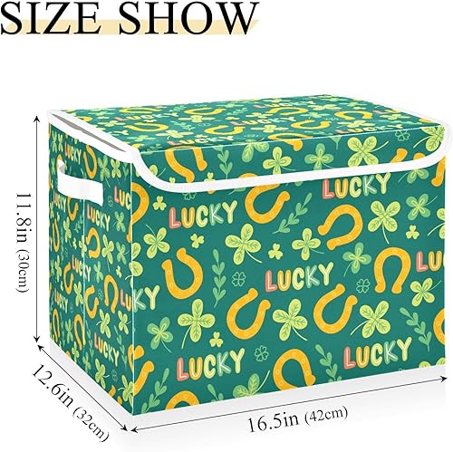 Miniatura 3 de St Patricks Clover Foldable Storage Bins Bags for Clothes Fabric Storage Container Organizers with Reinforced Handle Closet Organizers for Bedroom