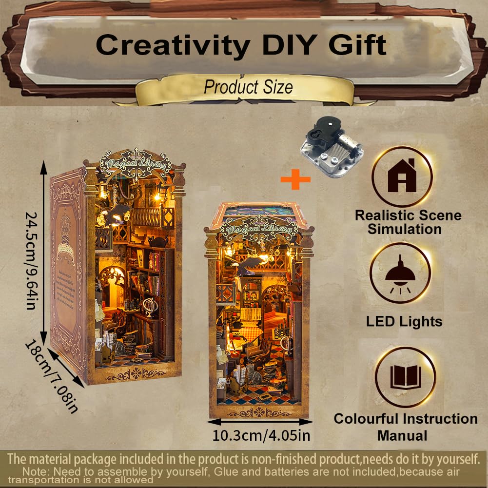 Kit fai da te per casa in miniatura, in stile europeo, kit per la casa delle bambole in miniatura, design a specchio illusione, libreria, decorazione da scrivania, modello creativo, regalo per donne e