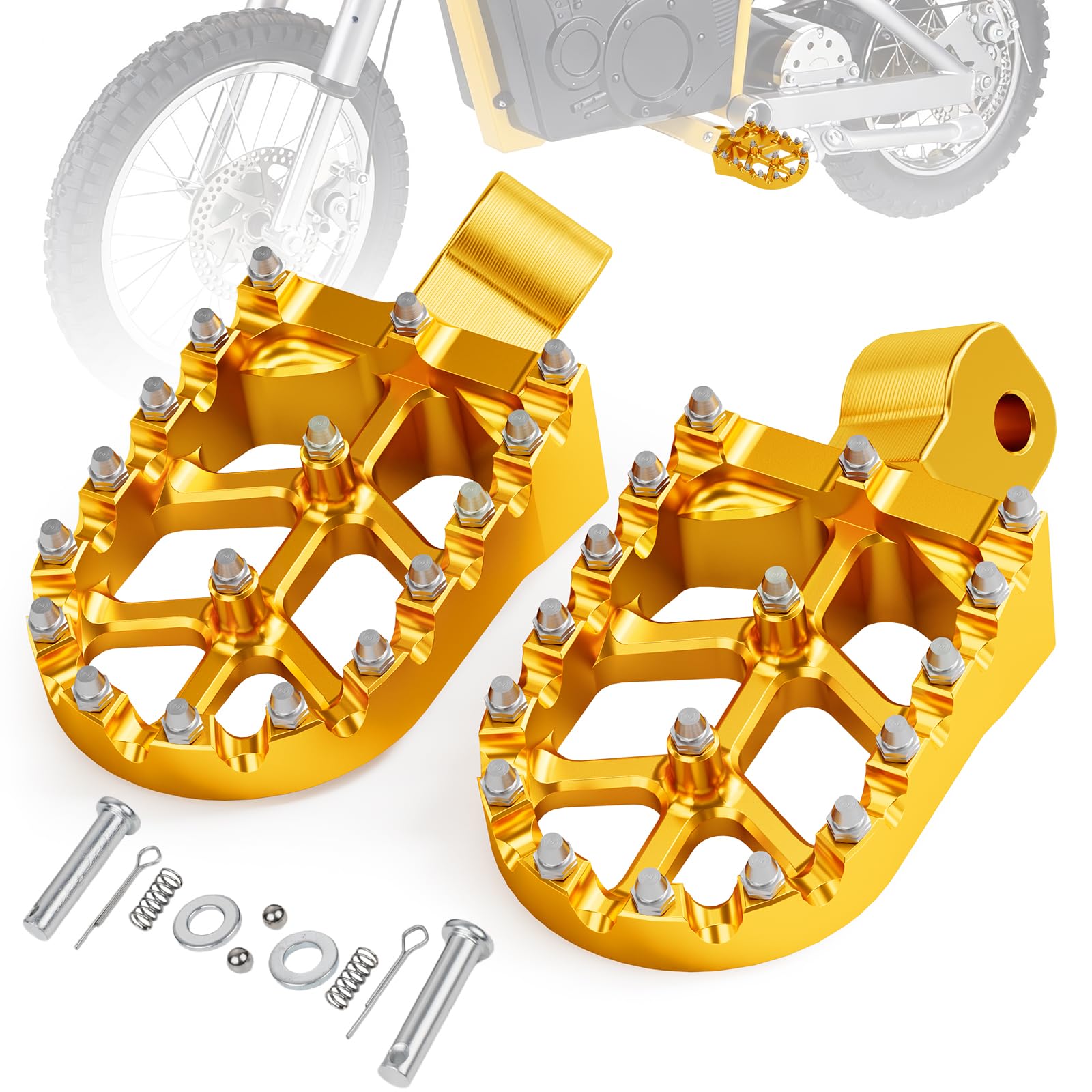 Dirt Bike Foot Pegs Footpegs Rest Pedal CNC for MX 650 500 MX650 MX500 SX500 MX350 Electric Dirt Bike Gold