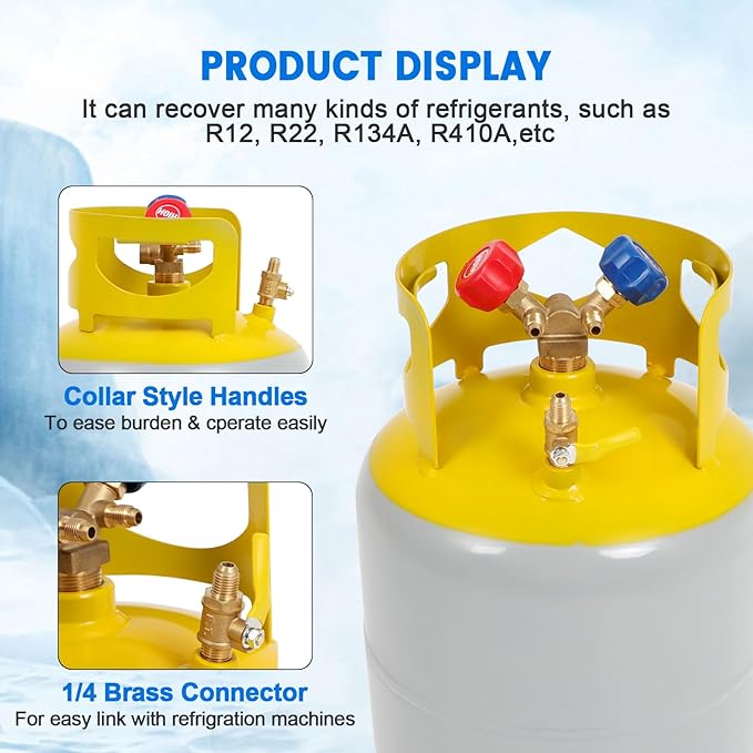 Tanque de Recuperación de Refrigerante 50 LB para R12, R22, R134A, R410A miniatura 3