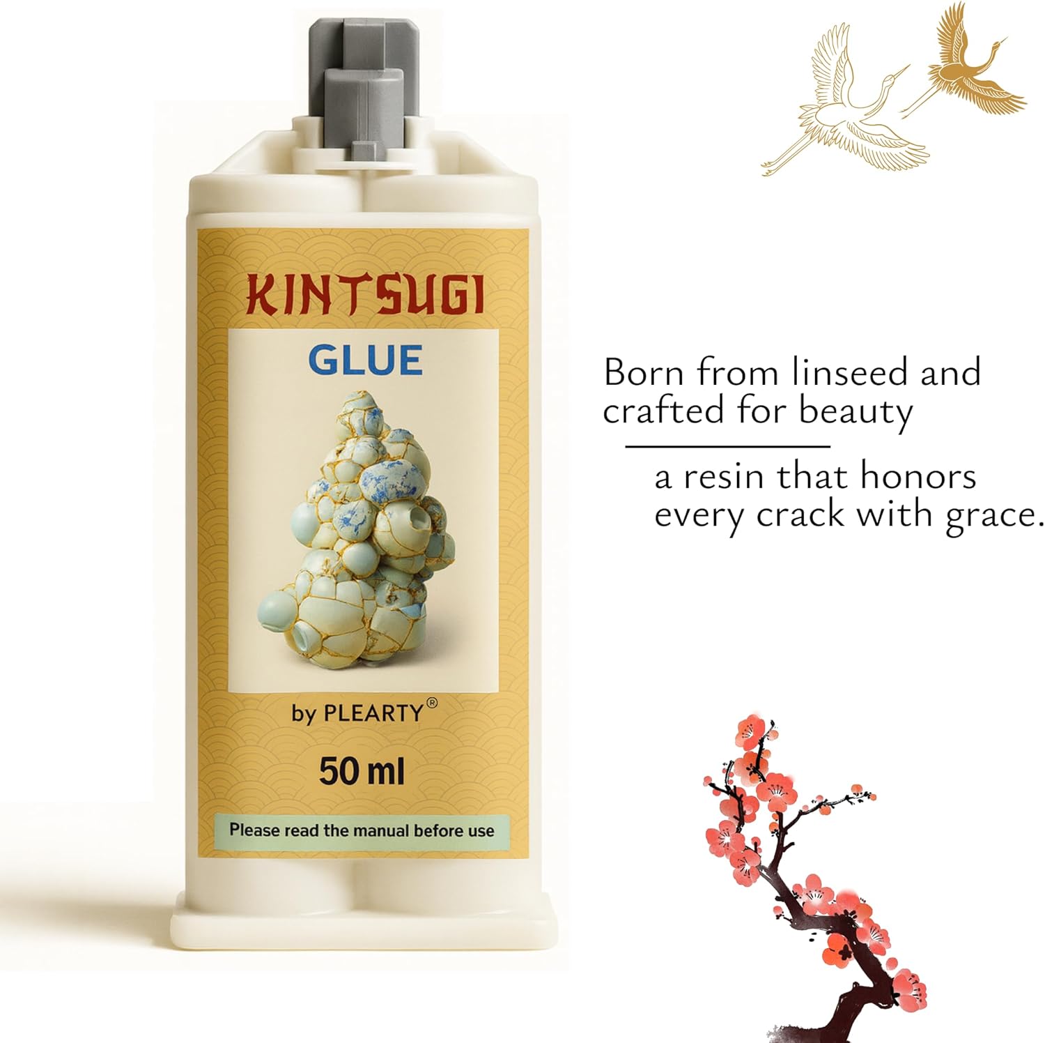 PLEARTY Kintsugi Repair Kit 50ml Linseed Resin Food-Safe Dishwasher Proof Eco-Friendly and Durable Kintsugi Kit Materials