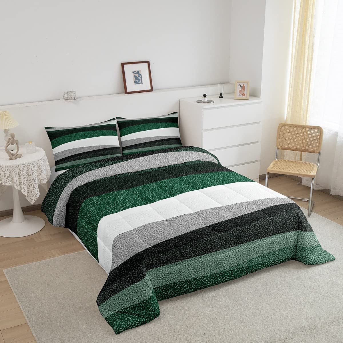 Loussiesd Set di biancheria da letto con lenzuolo con angoli a nido d