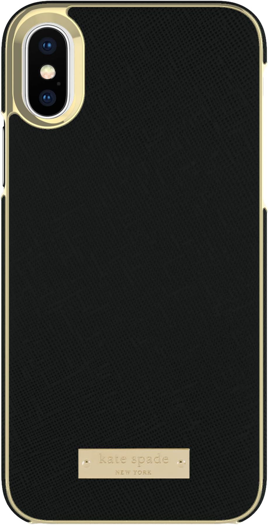 kate spade new york Wrap Case for iPhone XS & iPhone X - Saffiano Black/Gold Logo Plate