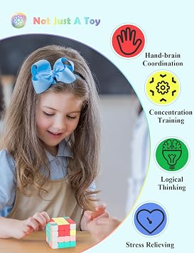 ROXENDA Speed Cube-4x4x4 Stickerless Magic Cube Macaron Vivid Color Fast Cubing for Classroom Training Puzzle Toy Cube for Kids Adult as Gift