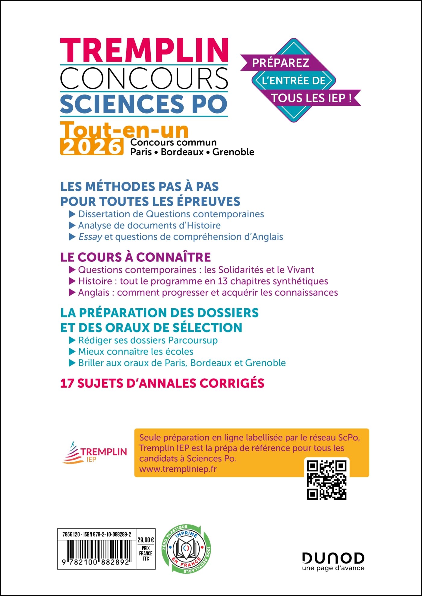 Tremplin Concours Sciences Po Tout-en-un 2026: Concours commun IEP, Paris, Bordeaux, Grenoble