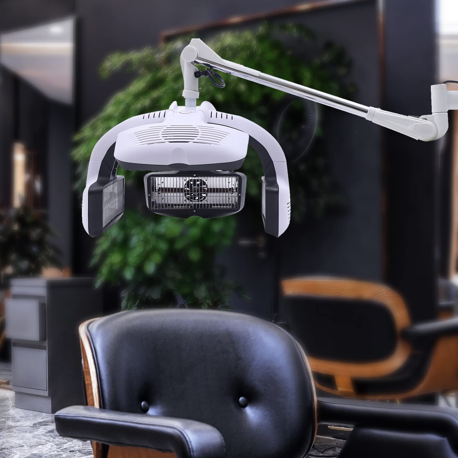 LyeXD 1500W Wall Mounted Hair Dryer, Infrared Hair Dryer Salon Hair Hood Dryer with Adjustable Swing Arm&Temperature, Retractable Hair Color Processor for Salon Beauty Built-in 60min Timer