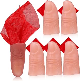 Yardwe 6sets Fake Finger Magician Props Silk Scarves for Stage Performance Realistic Simulation for Parties Weddings and Events Easy to Use and Highly