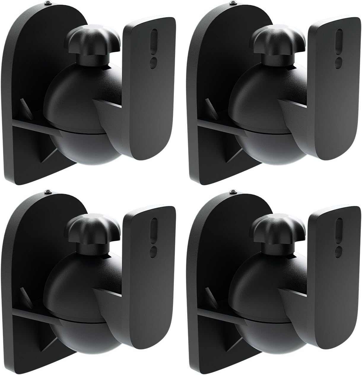 deleyCON 4 x Universal Speaker Wall Mount Boxes Holder Swivelling + Tilting up to 3.5 kg Ceiling Mounting + Wall Mounting - Black