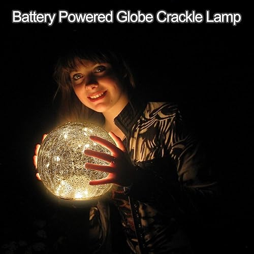 Miniatura 4 de Mercury Crackle - Lámpara de bola LED de cristal, funciona con pilas, de 5.7 pulgadas, luz nocturna para niñas, cumpleaños, Halloween, Navidad,