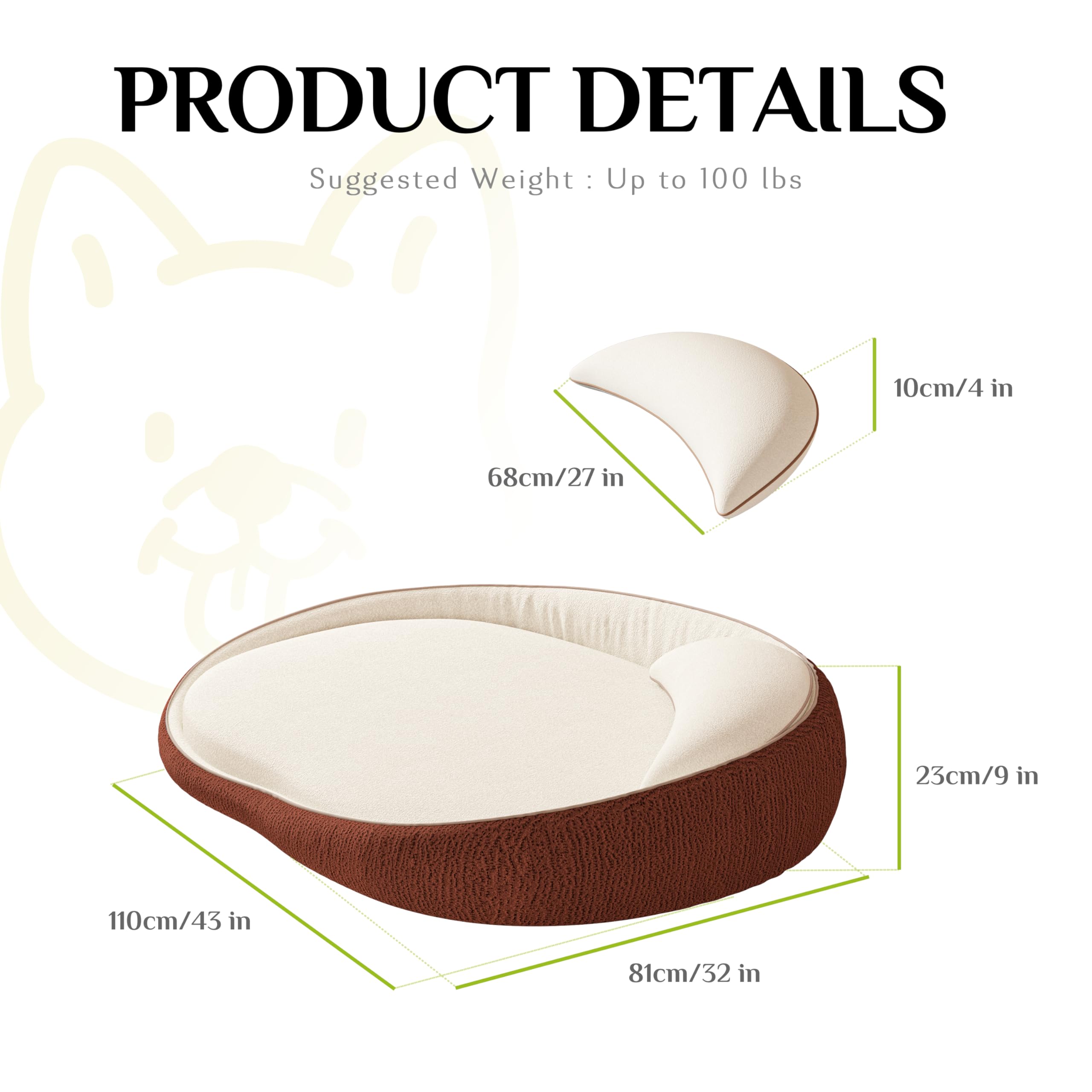 Lit orthopédique XXL pour Chien avec Coussin – Confortable canapé en Mousse à mémoire de Forme, Housse Amovible et Lavable – Lit pour Chiens de Grande Taille, Durable et Douillet