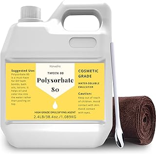 38.4 oz Polysorbate 80 for Bath Bombs, Premium Polysorbate 80 (Sorbitan Oleate) Liquid, 100% Pure, Cosmetics Grade, Gentle on Skin, Suitable for Making Lotions, Shampoos, Body Washes and More