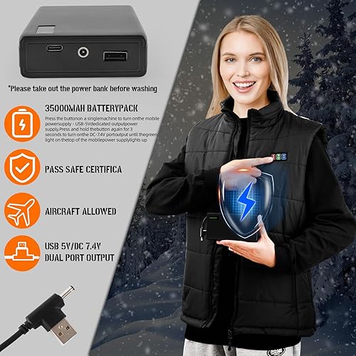 Miniatura 4 de THBYQK 15 Heated Zones Men's Heated Vest, with 35000mAH 7.4V Battery Heated Vest for Men & Women, Washable, 3s Quick Heating