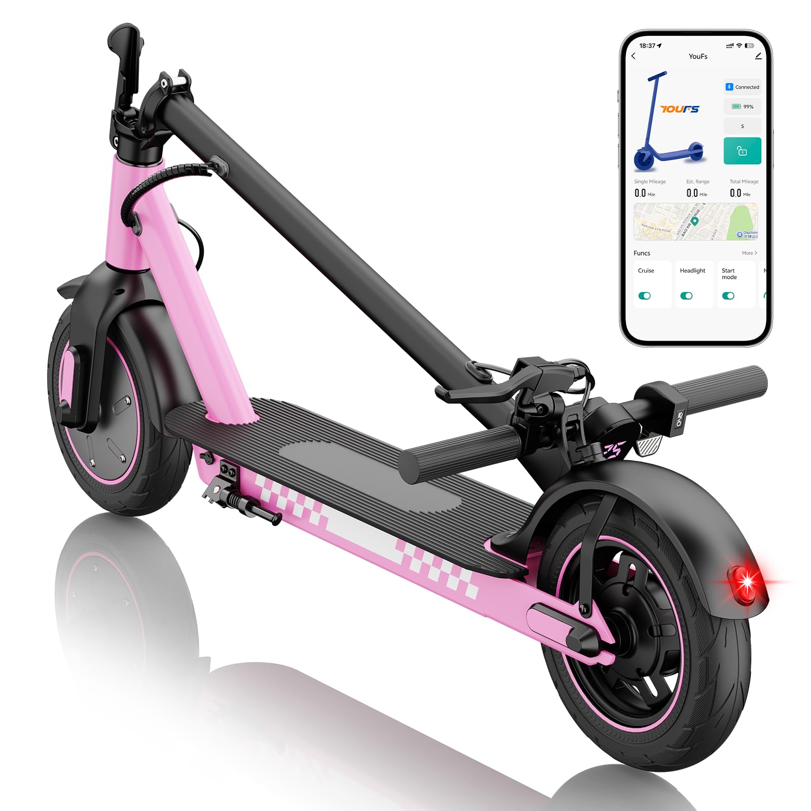ApexSurge Electric Scooter for Adults, 10" Solid Tires, 350W Powerful Motor and Max 35KM Long Range, Top Speed 25KM/h, Dual Brake Stystem E Scooter, Lightweight and Foldable,APP Control,Max Load 120KG