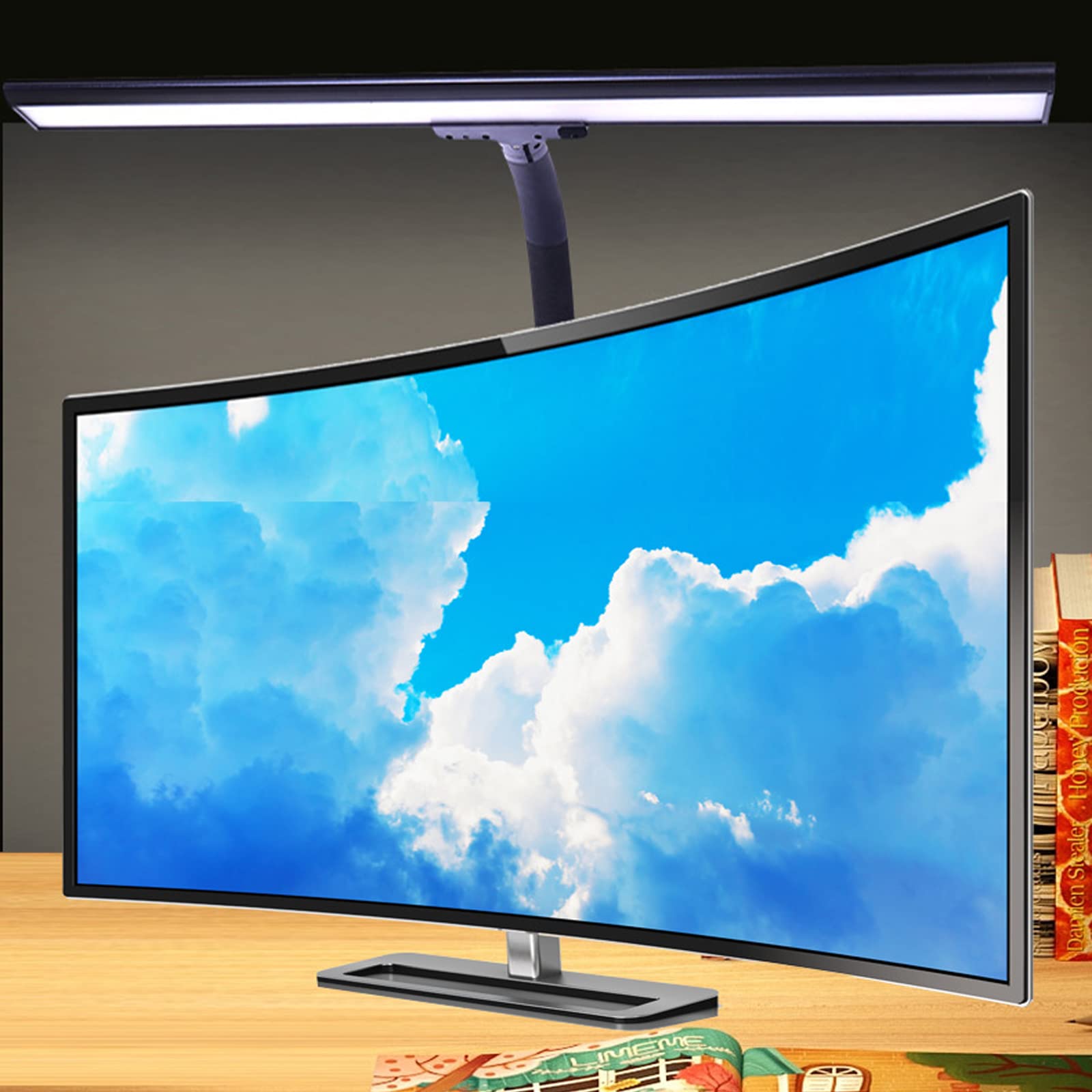 Lámpara Escritorio LED, Flexo Led Escritorio, Luz Monitor, 24W Control Táctil 4 Modos De Color Brillo Ajustables Lampara Monitor con Abrazadera para Oficina Lectura Estudio Trabajo Niños,Base