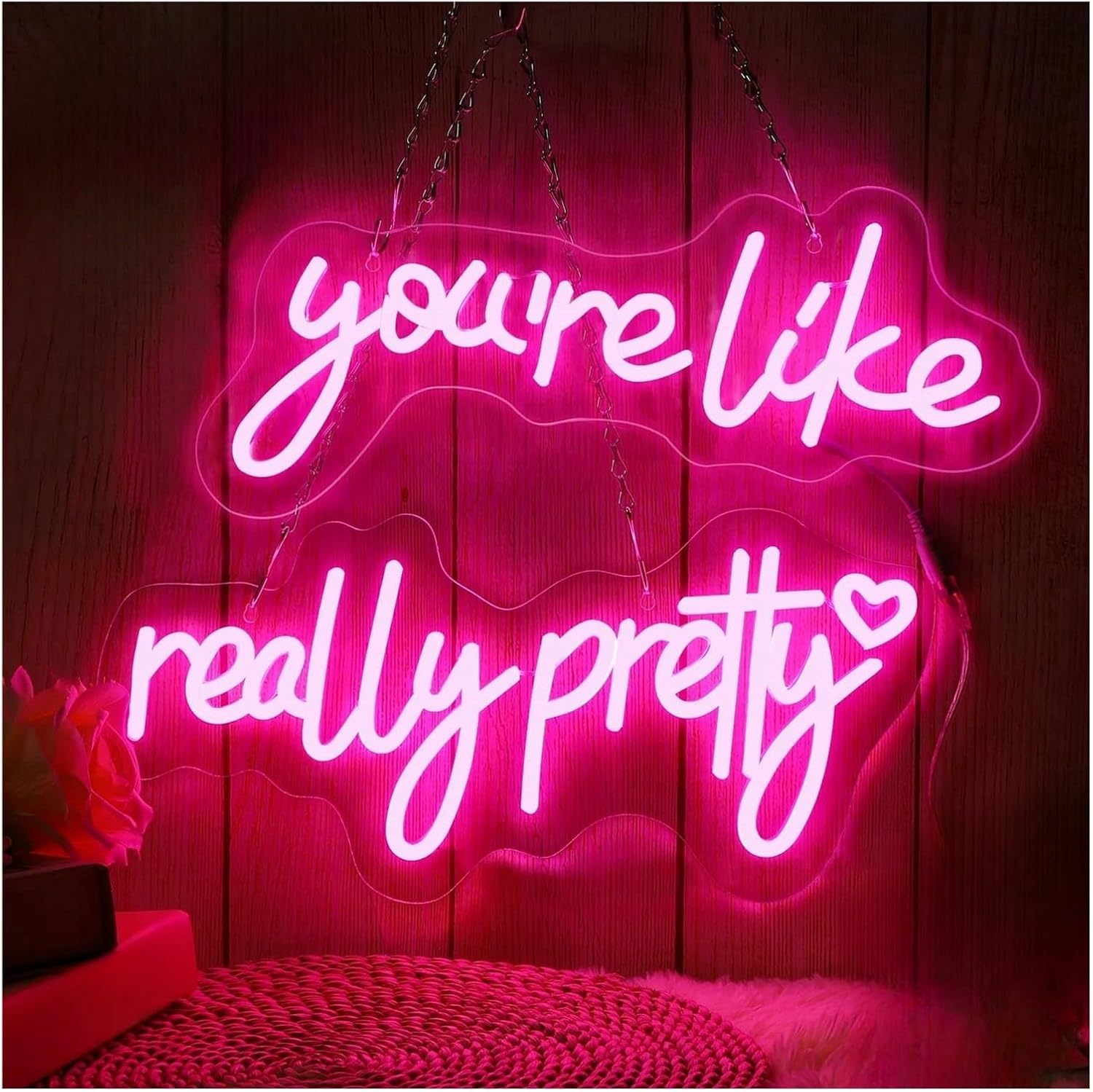 Zynther Neon lamp Neon Sign for Pink You're Like Really Pretty with Dimmable LED Light for Wall Decor