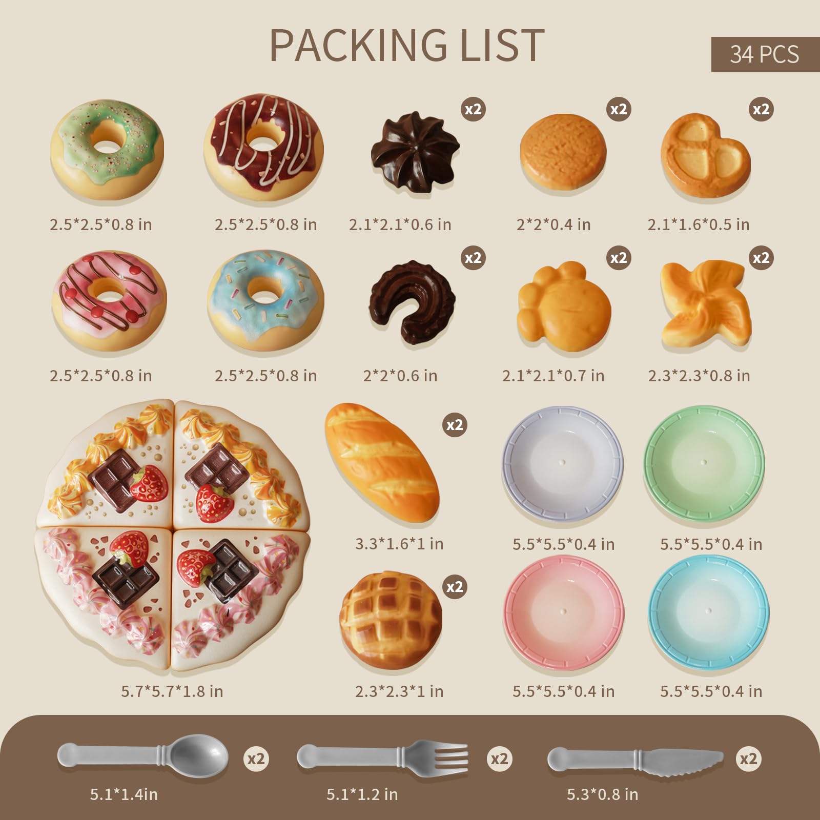 Comida de juguete para niños pequeños, juguetes de simulación para niños pequeños con pasteles de postre y accesorios de cocina, juego educativo y educativo de fiesta de té para niñas de 3 7