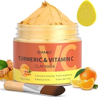 Turmeric Vitamin C Clay Mask| Deep Cleansing Facial Clay Mask for Dark Spots, Dull Skin, Refining Pores and Controlling Oil,Dark Spot Remover for Face,Face Masks Skincare-Gift for Him & Her