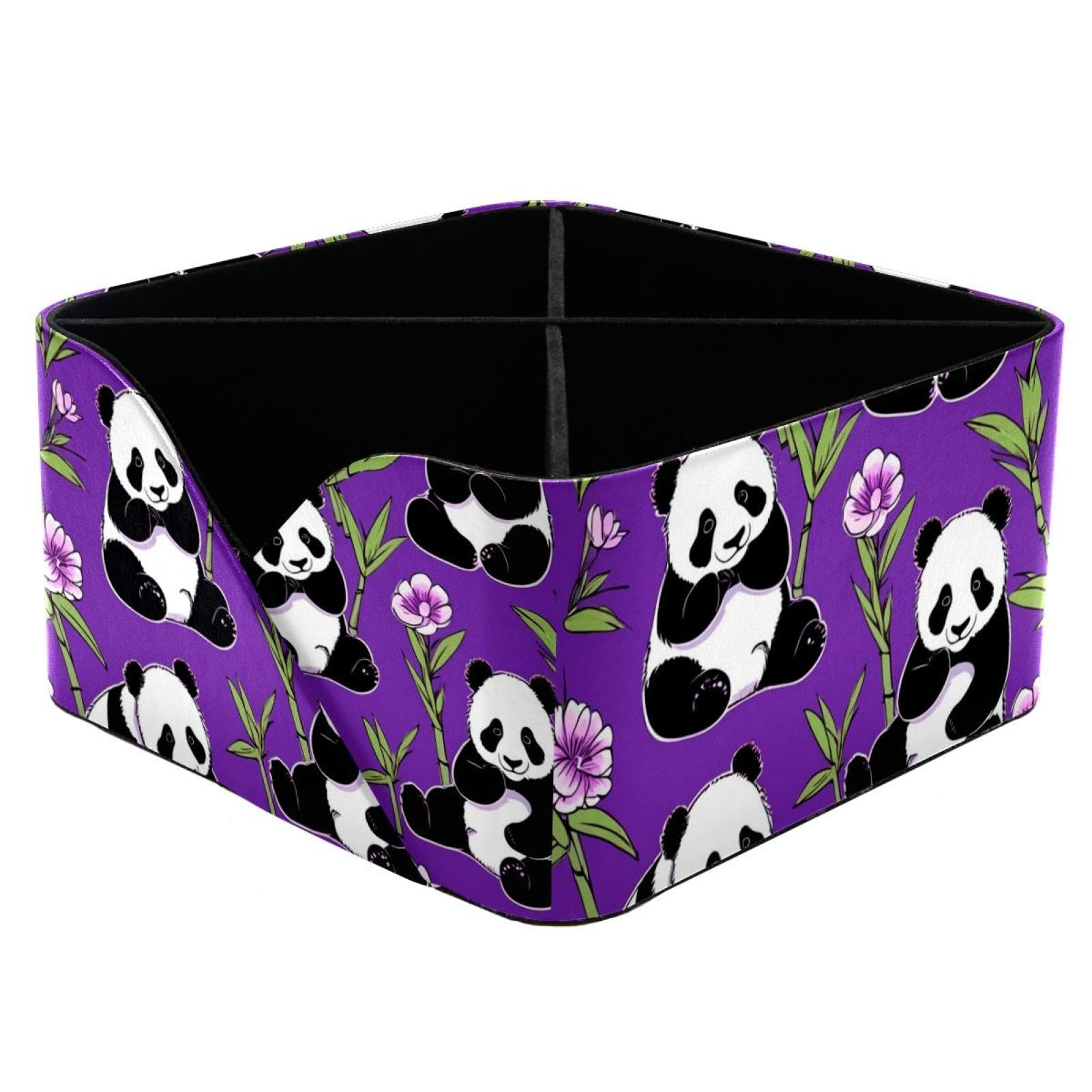 Boîte de rangement rectangulaire panda violet, idée cadeau idéale pour l'apprentissage