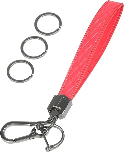 Llavero, llavero, llavero de cuero de microfibra, accesorios para automóvil, llavero universal de cuero con 3 llaveros, anillo en D antipérdida,