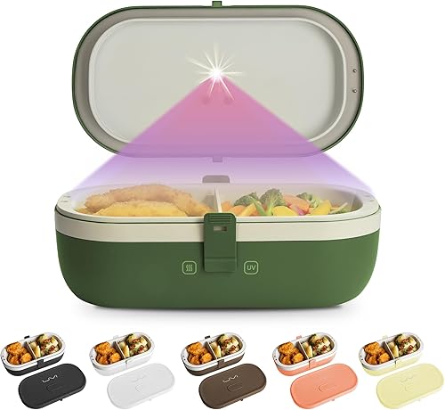 UVI, Fiambrera eléctrica autodesinfectante para adultos, calentador de alimentos portátil para trabajo y viajes, lonchera portátil con calefacción