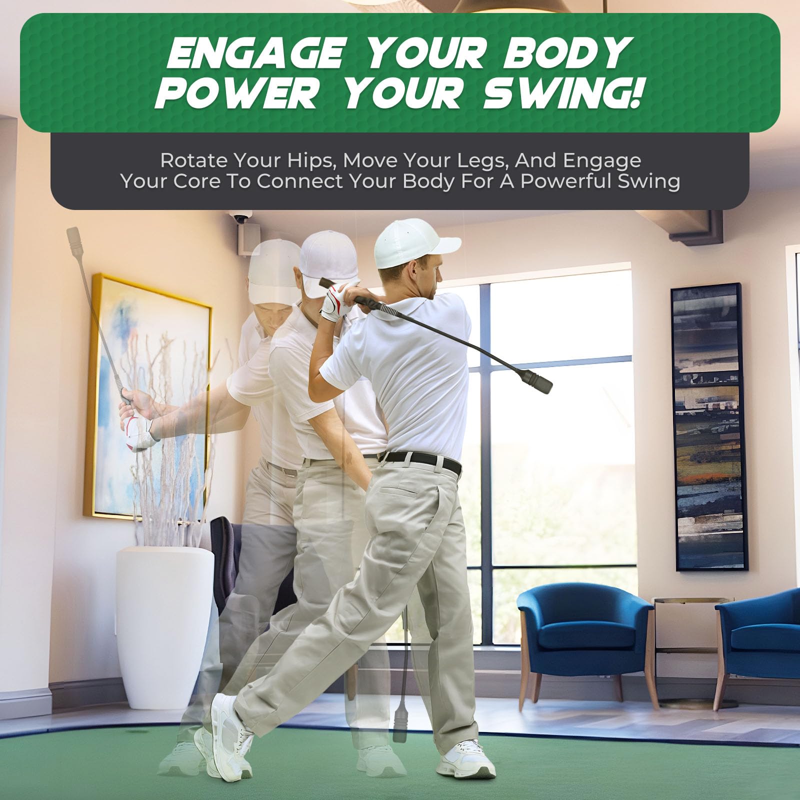 Golfschwung-Trainer – Klickstab-Golftrainer für Golf-Tempo-Praxis, gewichtete Golf-Trainingshilfe hilft, die Kraft zu verbessern, den Schwungrhythmus zu verbessern und das Gleichgewicht zu