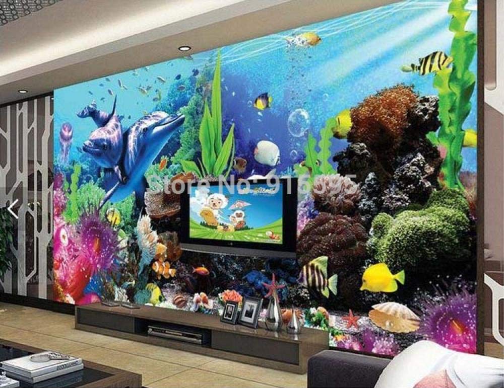 Peinture murale 3D monde sous-marin en texture papier peint paille