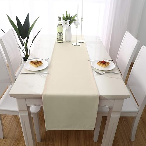 DUALIFE Camino de mesa marrón de 72 pulgadas de largo, impermeable, de tela natural, para sala de estarmesa de café, con tela extra suave y gruesa, disponible en Yaxa Colombia