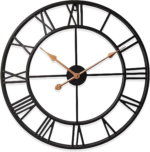 Miniatura 10 de Evursua Relojes de pared de 14 pulgadas para decoración de sala de estar, relojes de pared de metal grandes, analógicos silenciosos, funciona con