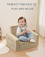 Vista 7 de Silla para bebés y niños, sofás blandos para bebés de 2 en 1 que se despliegan, sillas para bebés cómodas de 1 a 3 años, sofá convertible a sofá