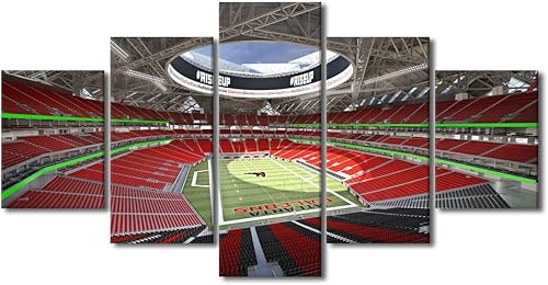 Vista 146 de Cuadros de estadios deportivos de fútbol americano de Minnesota, cuadros de vikingos, 5 paneles, lienzo para pared, arte de pared del estadio