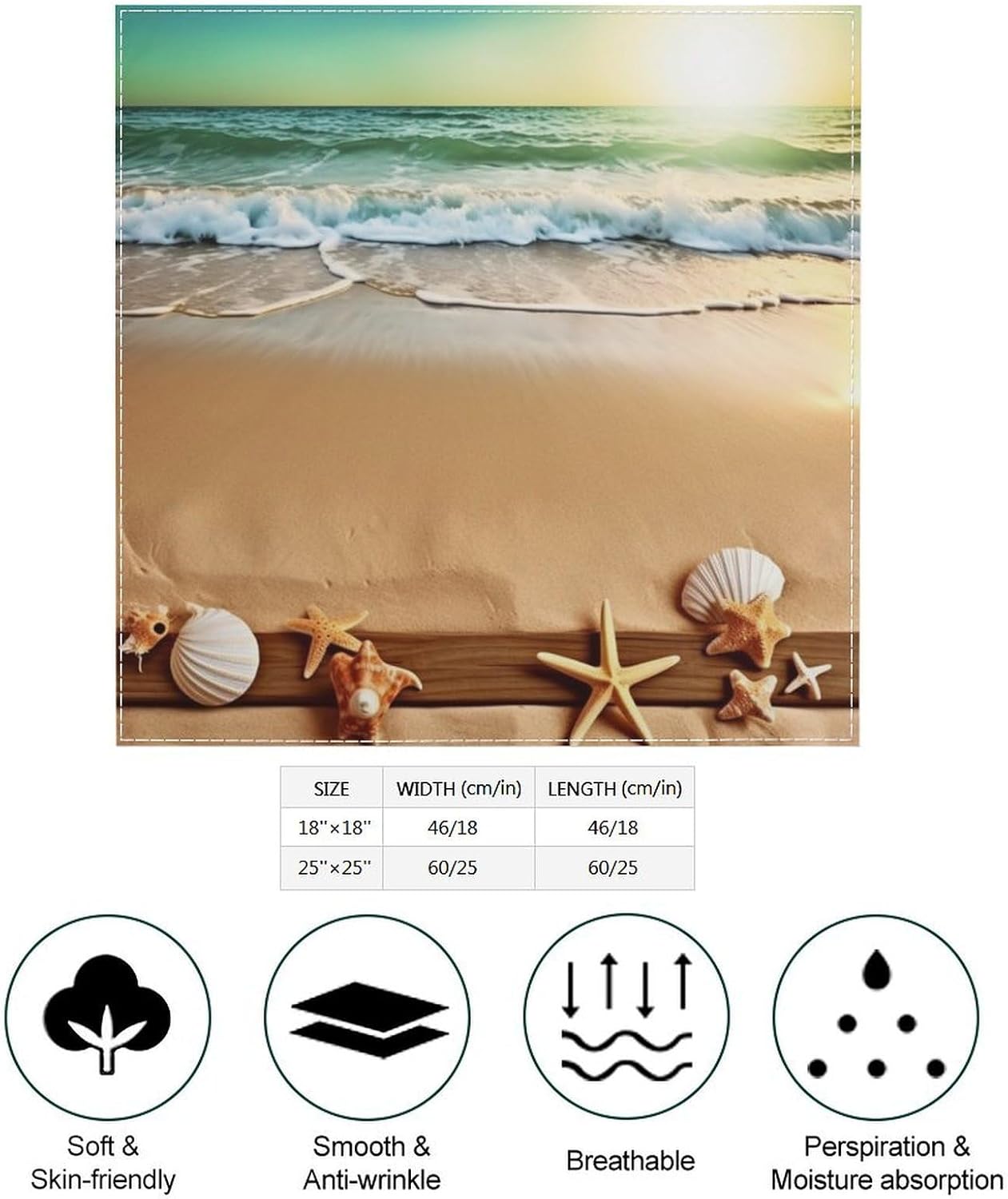 Beach Theme Fashion Bandanas for Women, Square Scarf image 2