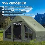 Tente de camping gonflable, Tente gonflable 4-6 personnes pour le camping, Installation facile Tente étanche avec Skyscreen PVC 2 Porte et lumière de ciel, Pompe, Poêle Jack, Écran Mosquito, Pole