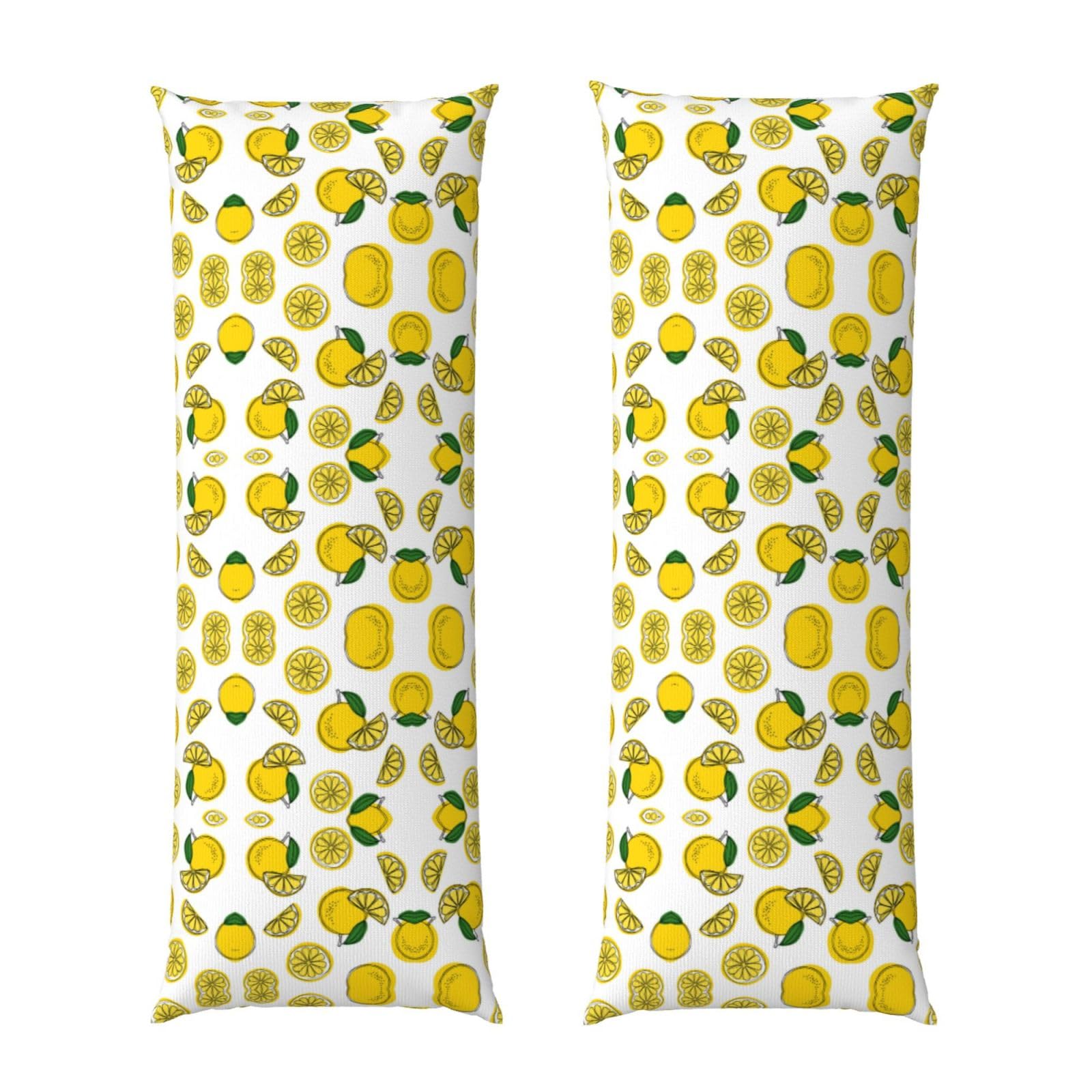 Housse de traversin long motif citron pour une chambre estivale