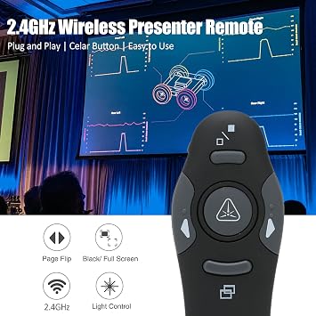 Presentation Clicker, 2.4GHz USB Wireless Remote for POWERPOINT, Computer and Laptop