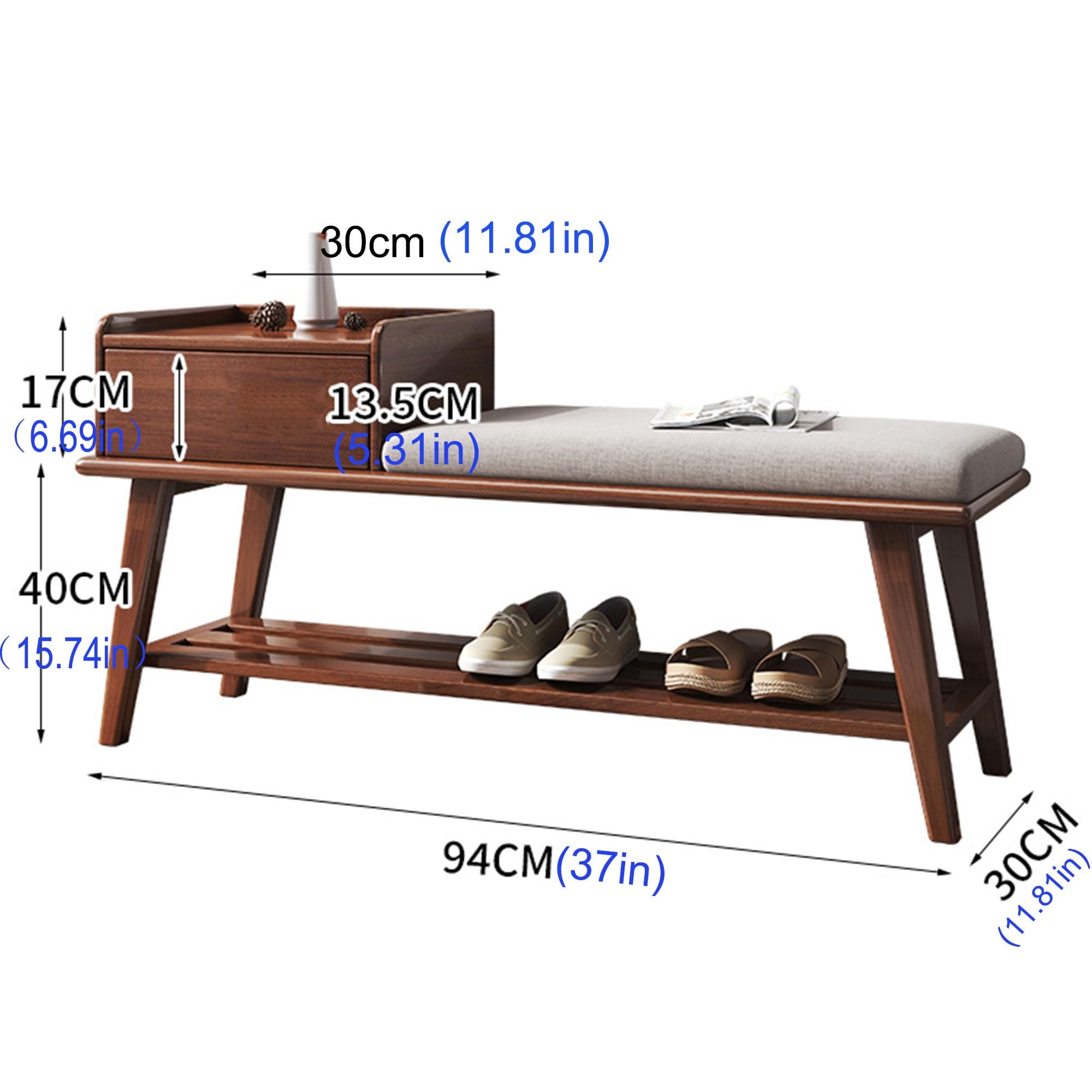 Zapatero Entrada Recibidor Banco Zapatero con Asiento Banco Almacenaje Banco Pie de Cama Banqueta Dormitorio Mueble Zapatero con Asiento para Sala de Estar Pasill Guardarropas(Wood Color)