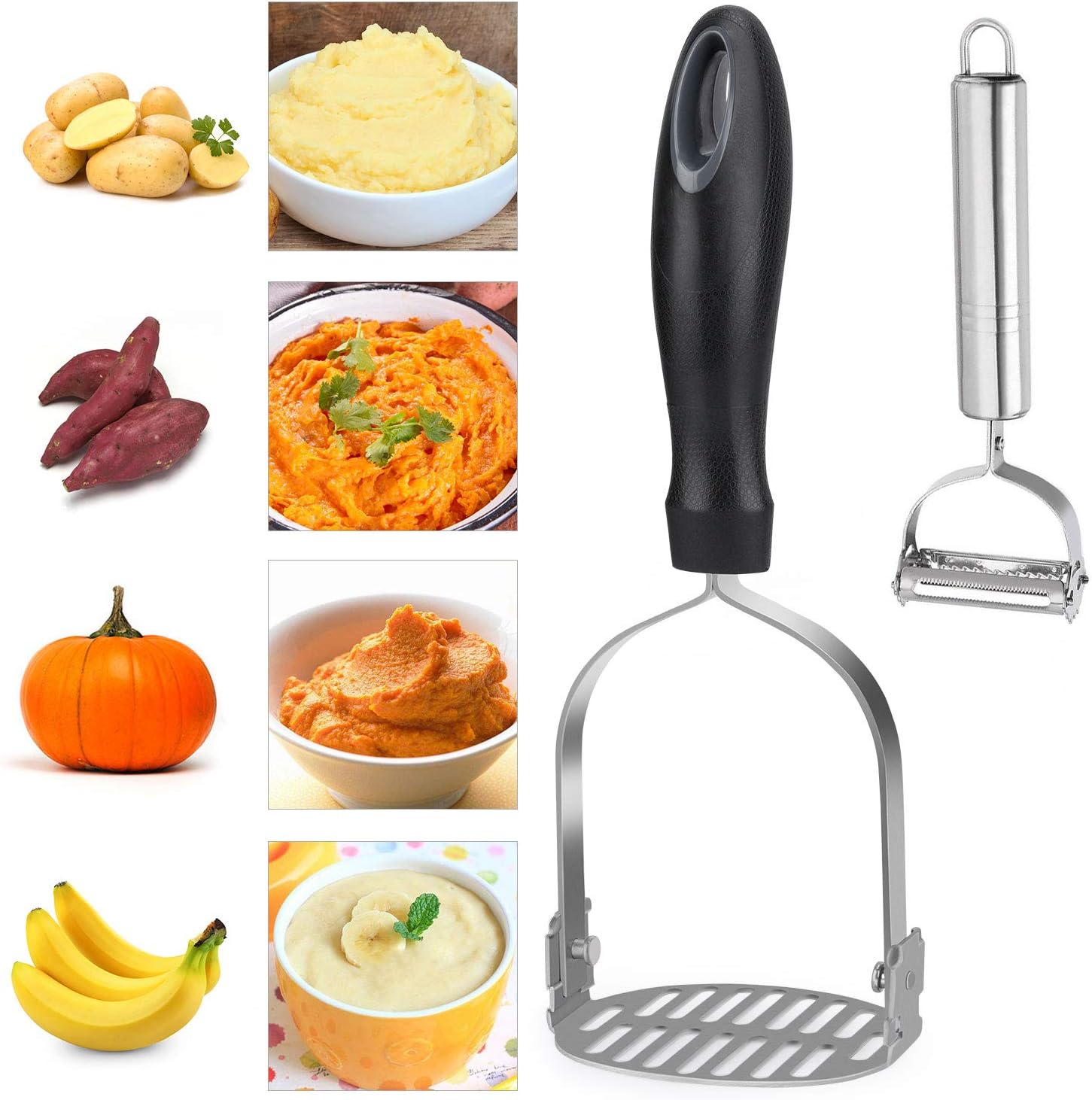 schiacciapatate in silicone per padelle antiaderenti