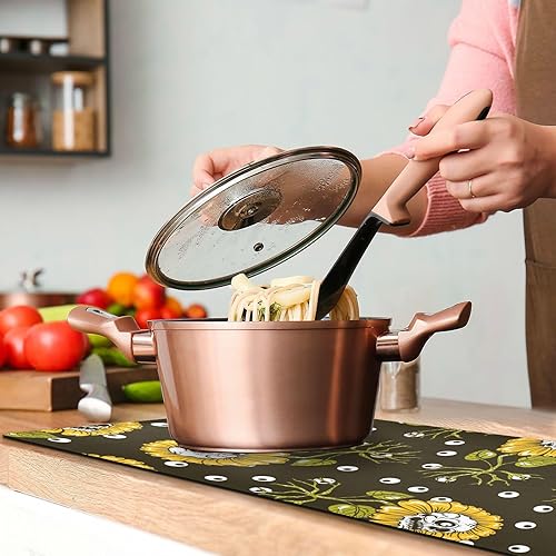 Miniatura 6 de Salvamanteles largos de calaveras de girasoles para ollas y sartenes calientes, alfombrilla protectora de calor para encimera y alfombrilla