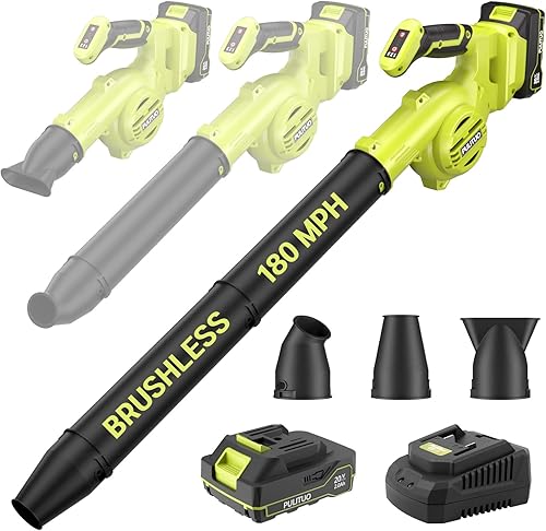 Miniatura 9 de Soplador de hojas inalámbrico con batería y cargador, soplador eléctrico inalámbrico de 20 V, soplador de hojas pequeñas de 120 MPH, soplador de