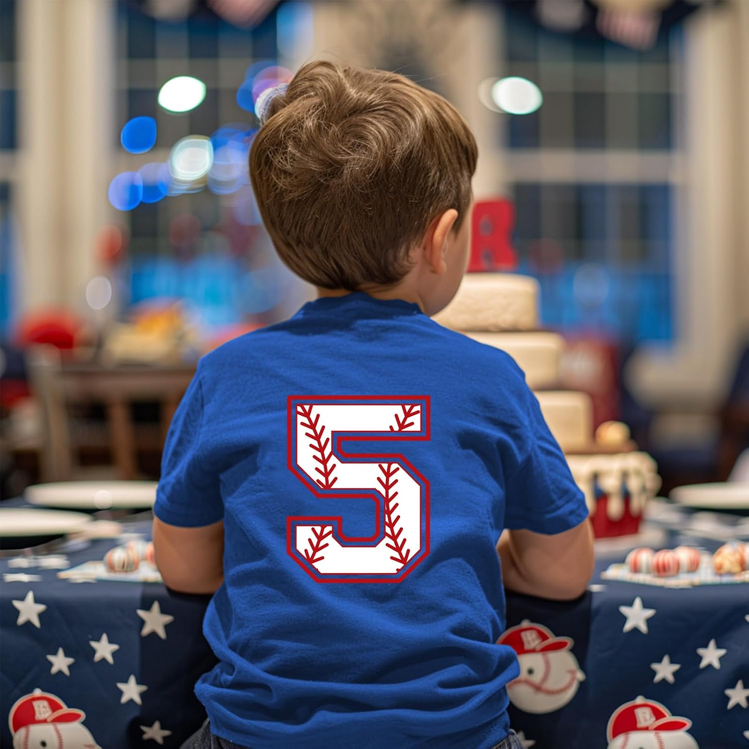Boys' Birthday Baseball Theme Tee | Toddler Kids' 2-8 Number Print T-Shirt, Short Sleeve Cotton Top