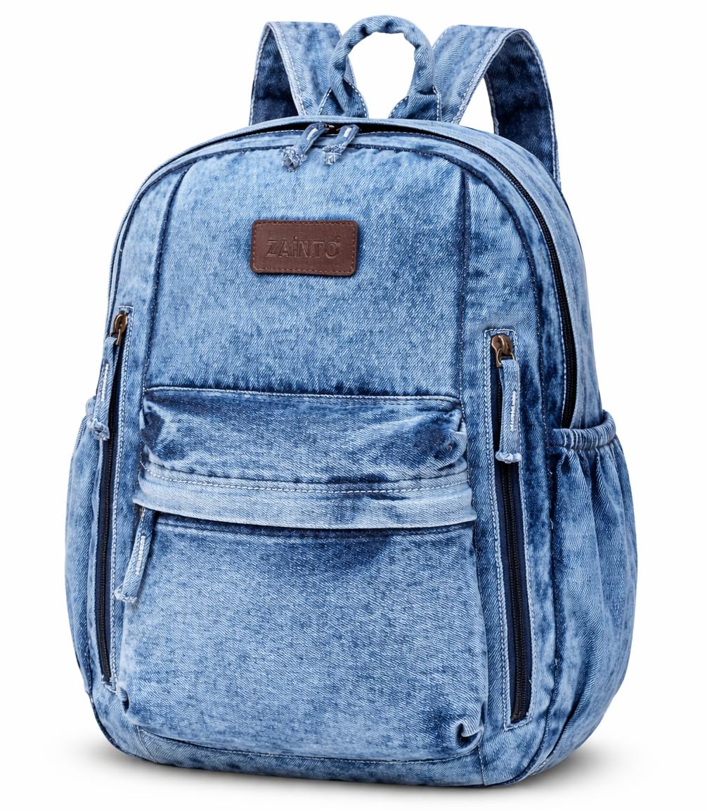 zainto Denim Backpacks for women Stylish Outdoor Travel Commute Daypack Large Capacity Schoolbag College Students Junior High School Students Bookbag-picture-50