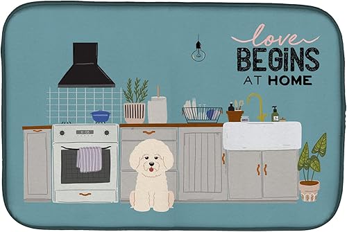 Miniatura 207 de Caroline's Treasures CK7824DDM - Tapete absorbente para secado de platos con diseño de bulldog inglés, rojo y blanco, para encimera de cocina, 14 x