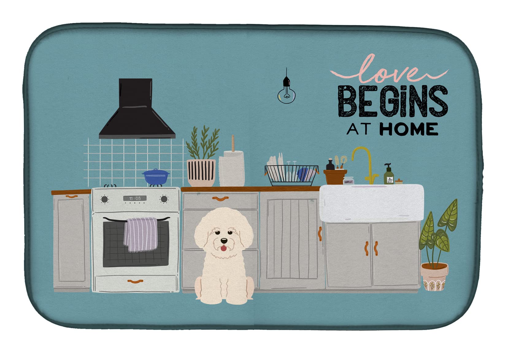 Tapis séchage cuisine bichon anti humidité plan de travail