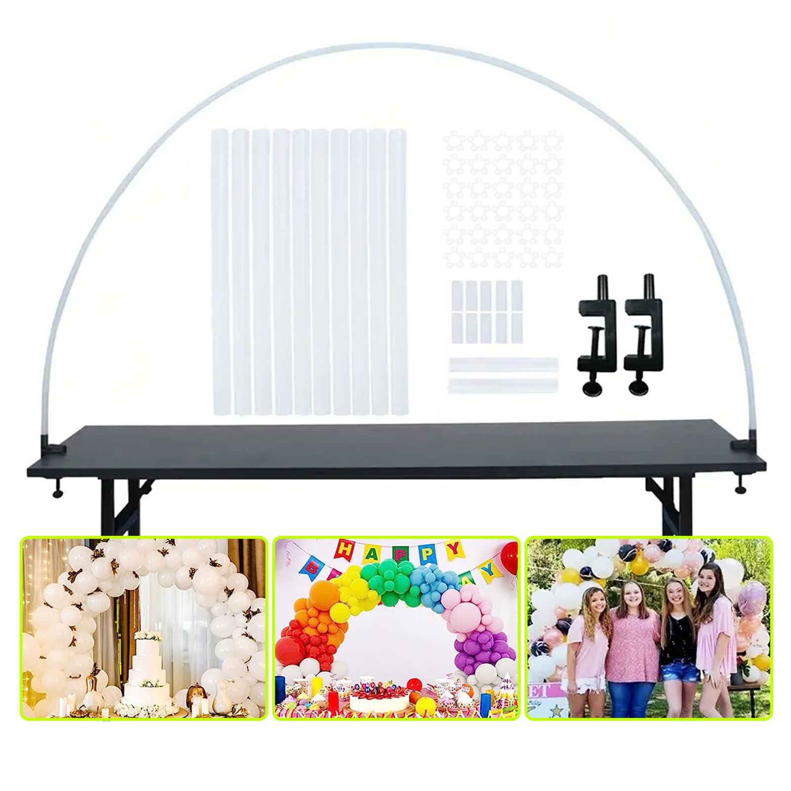 Supporto Ad Arco In Metallo 250x100 Cm Per Palloncini E Decorazioni, Regolabile Da Tavolo, Per Feste E Matrimoni
