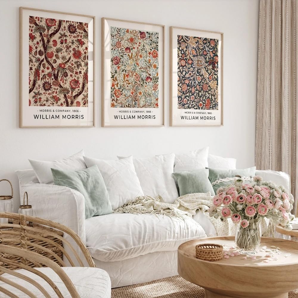 LTjiajuypd William Morris Posters Canvas Painting Print Wall Art Vintage Poster Floral Decor(40x55cm-3Pcs)