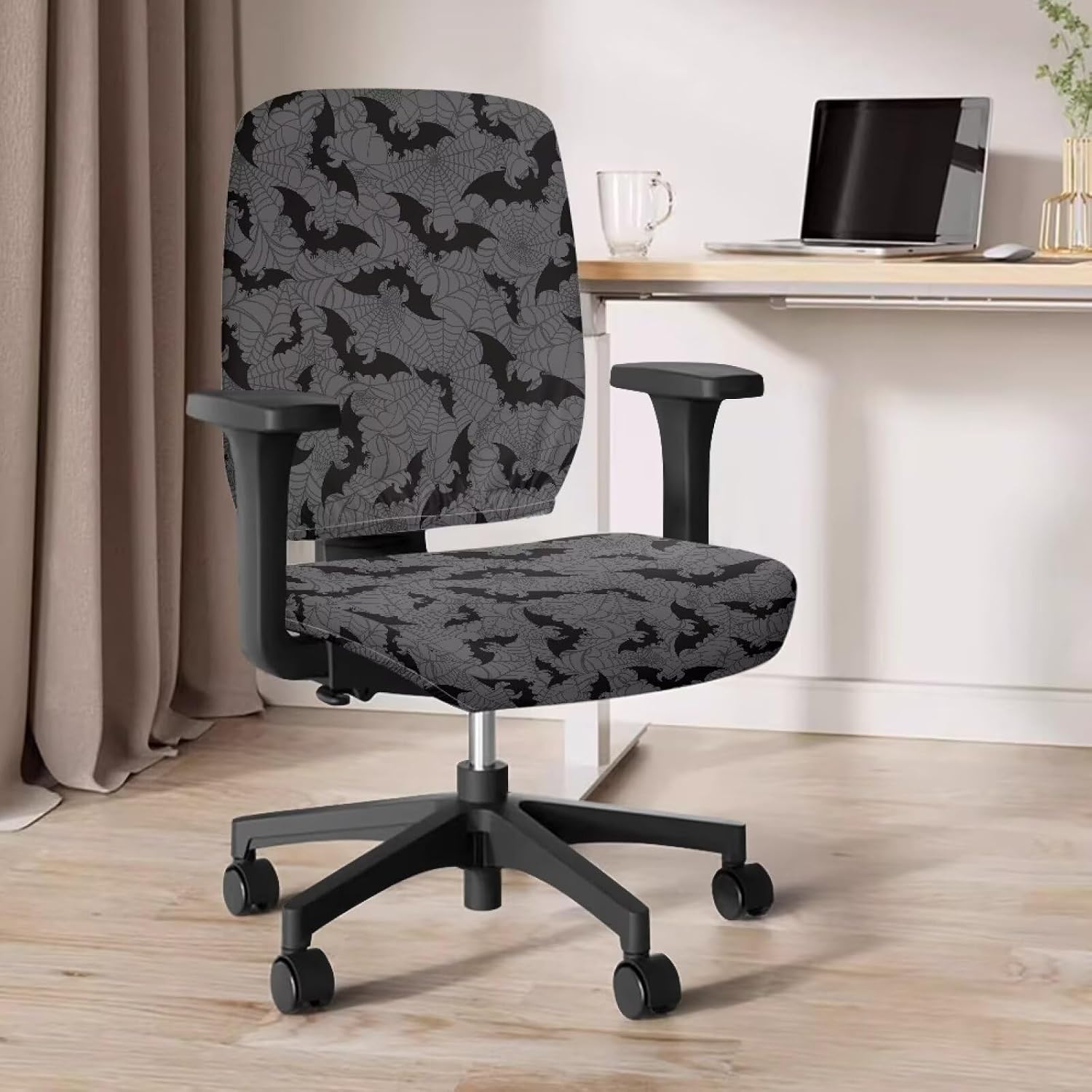 Talayituse Bat Spider Web Print Office Chair Cover Stretchable Desk Chair Cover Halloween Decoration Thick Chair Seat Cover Computer Chair Covers Slipcover for Universal Office Chair