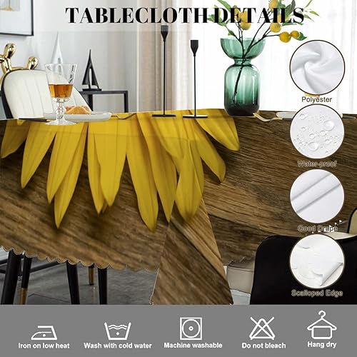 Miniatura 4 de Swono Mantel rectangular con diseño de girasoles, para jardín, diseño de girasoles de otoño, mantel oblongo, de 52 x 70 pulgadas, para mesa de