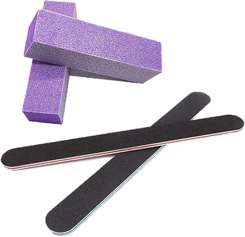 JOVANA Limas y pulidor de uñas, 100180 limas de uñas de doble grano reutilizables, kit de herramientas de manicura profesional rectangular para
