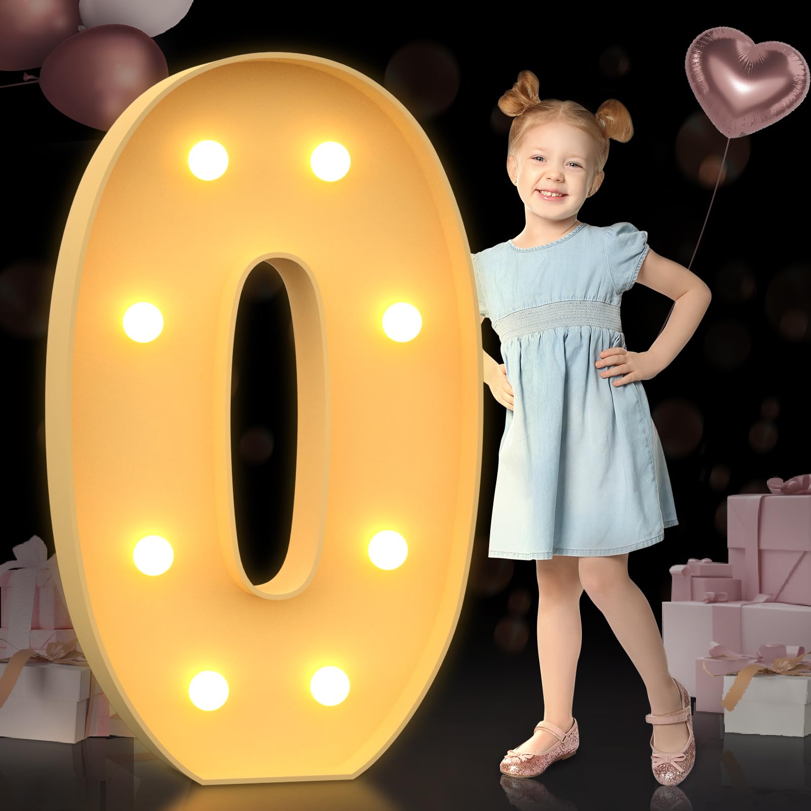 imprsv 3FT Marquee Light Up Numbers Letters, Marquee Numbers for 10th 20th 30th Birthday Decorations Anniversary Party Decor, Mosaic Numbers for Balloons Numbers 0, Pre-Cut Foam Board Kit