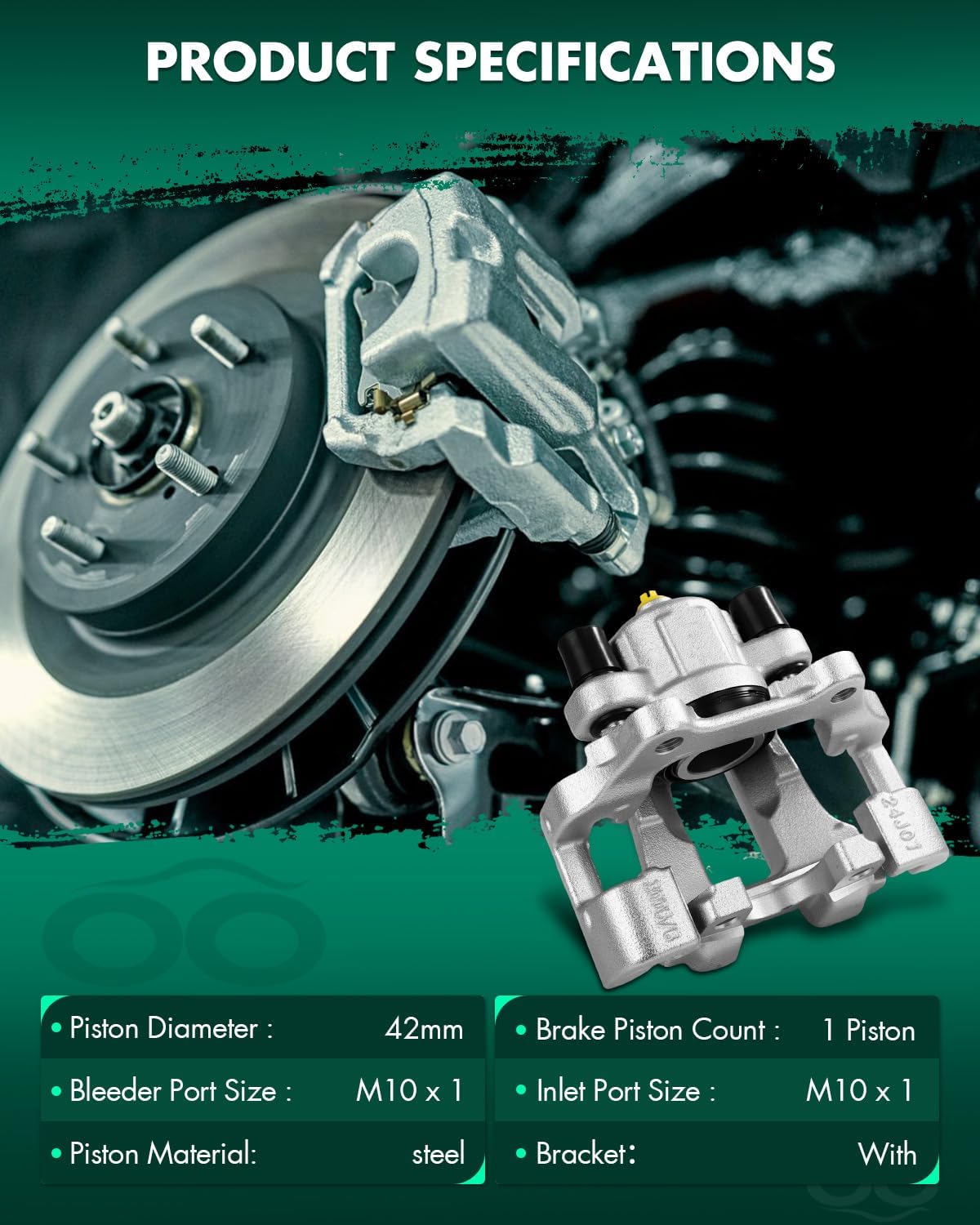 SCITOO 19B7110 Rear Left Disc Brake Caliper w/Bracket Fit For BMW For 228i 2014-2016,For BMW For 430i xDrive 2017-2018,For BMW For 430i xDrive Gran Coupe 2017-2018, Single Piston