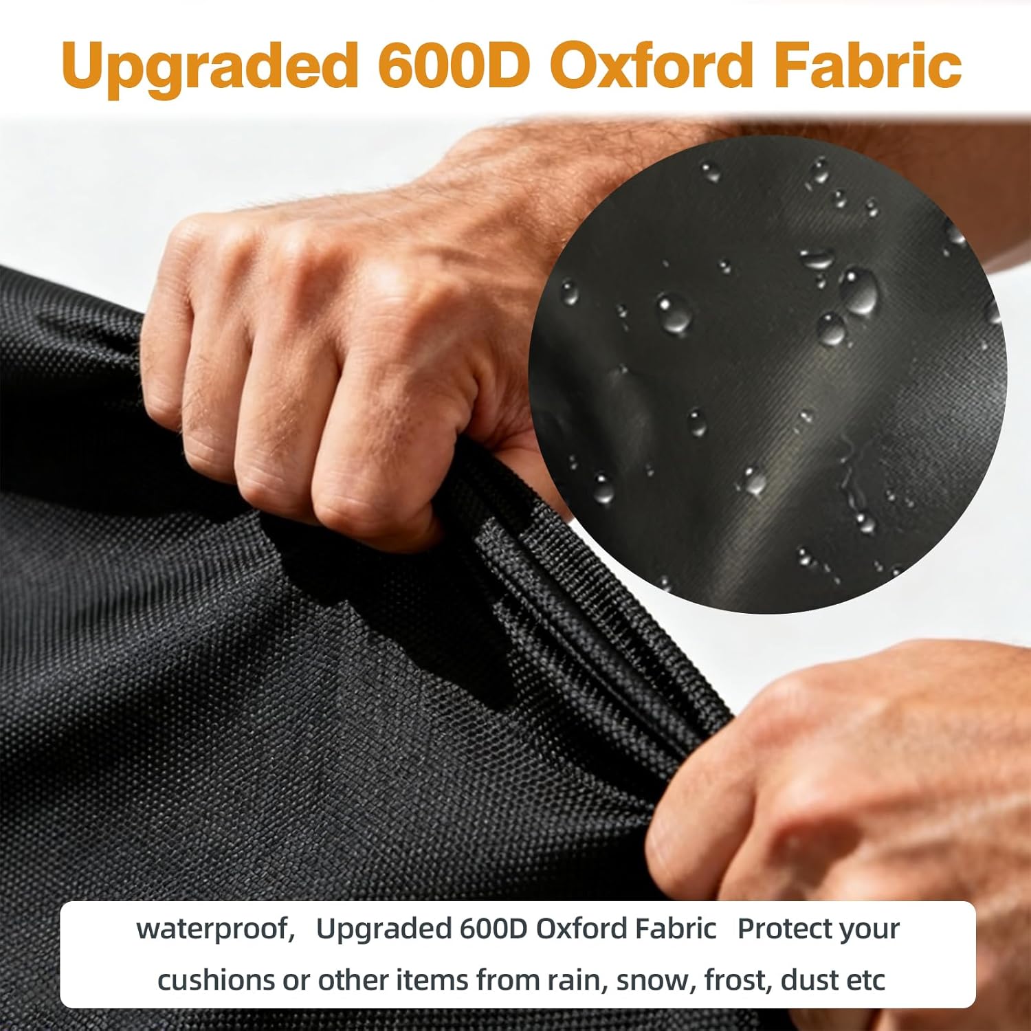 Extra Large Outdoor Cushion Storage Bag 68"L X 30"W X 20"H Waterproof Heavy Duty Big Patio Chair Cushion Storage Bag with Zipper and Handles for Backyard Pool, Black